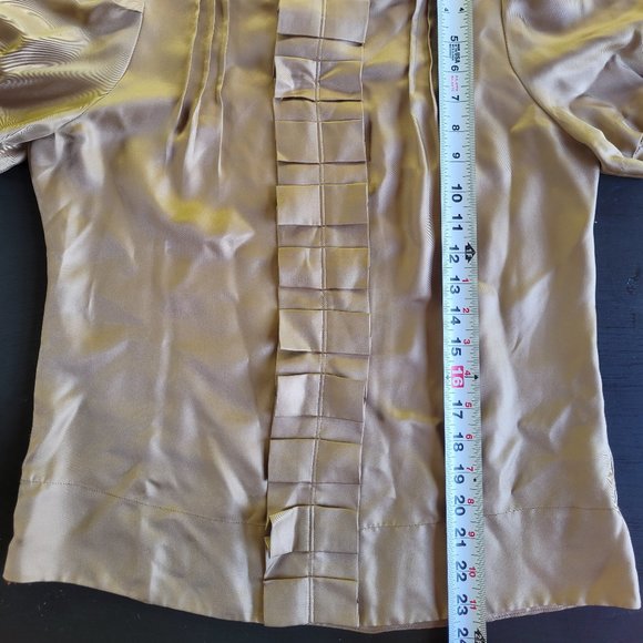 Banana Republic Ruffled Taupe Beige Silk Blouse - Picture 11 of 11